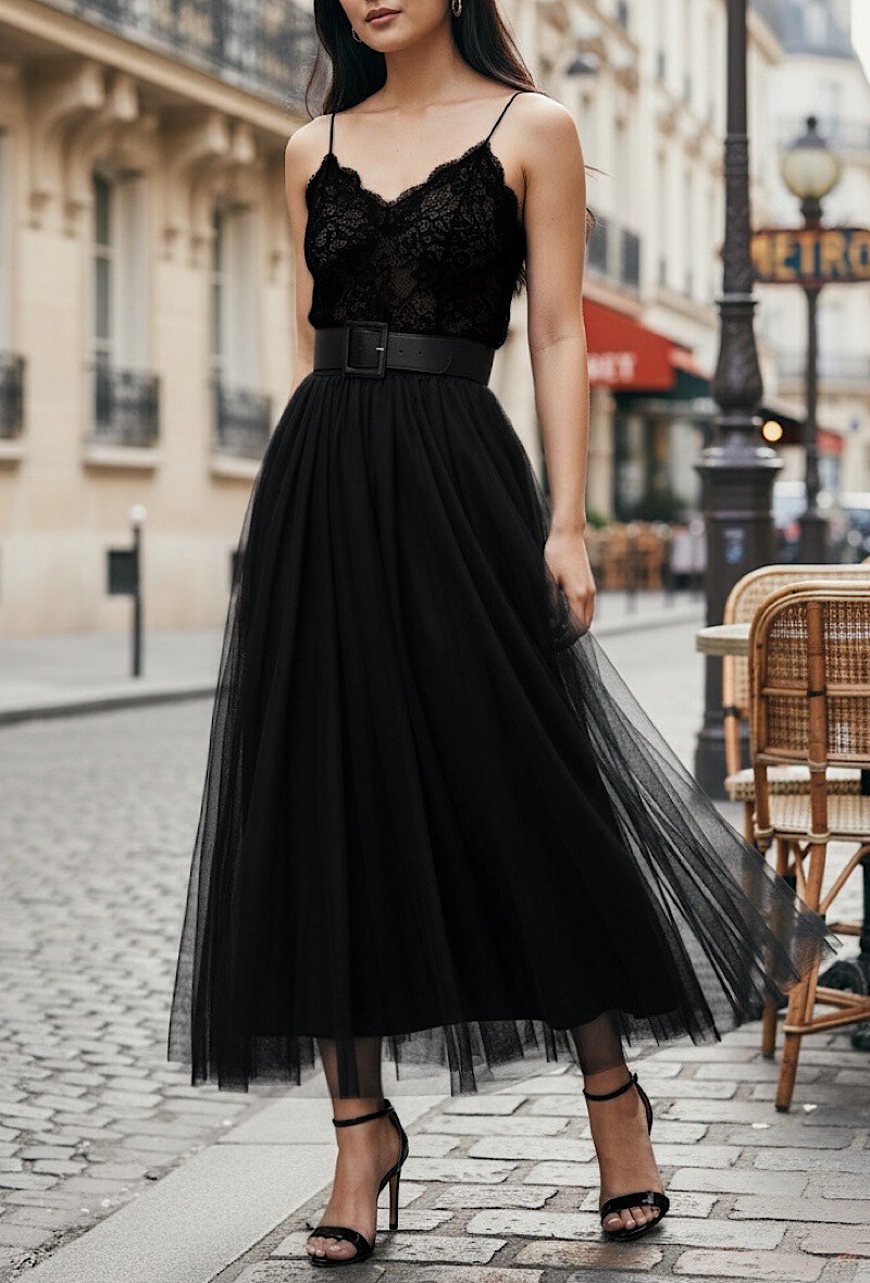 Grossista Elle Style - Gonna TULIPA in tulle con fodera in viscosa