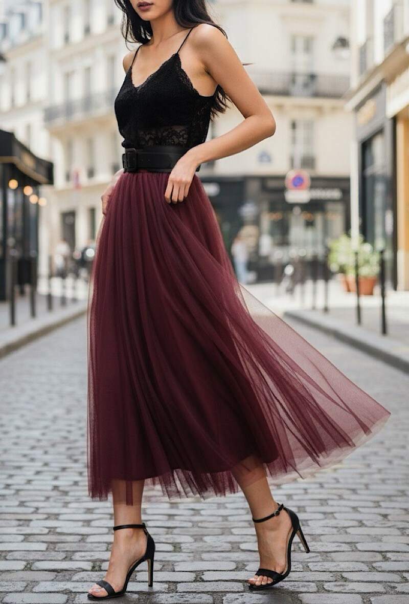 Grossiste Elle Style - Jupe TULIPA en tulle avec doublure en viscose