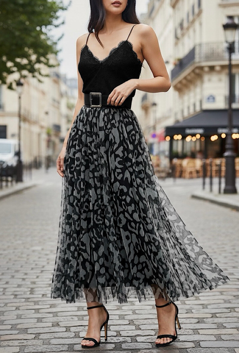 Mayorista Elle Style - Falda ARIANA de tul muy fluido con forro de viscosa.