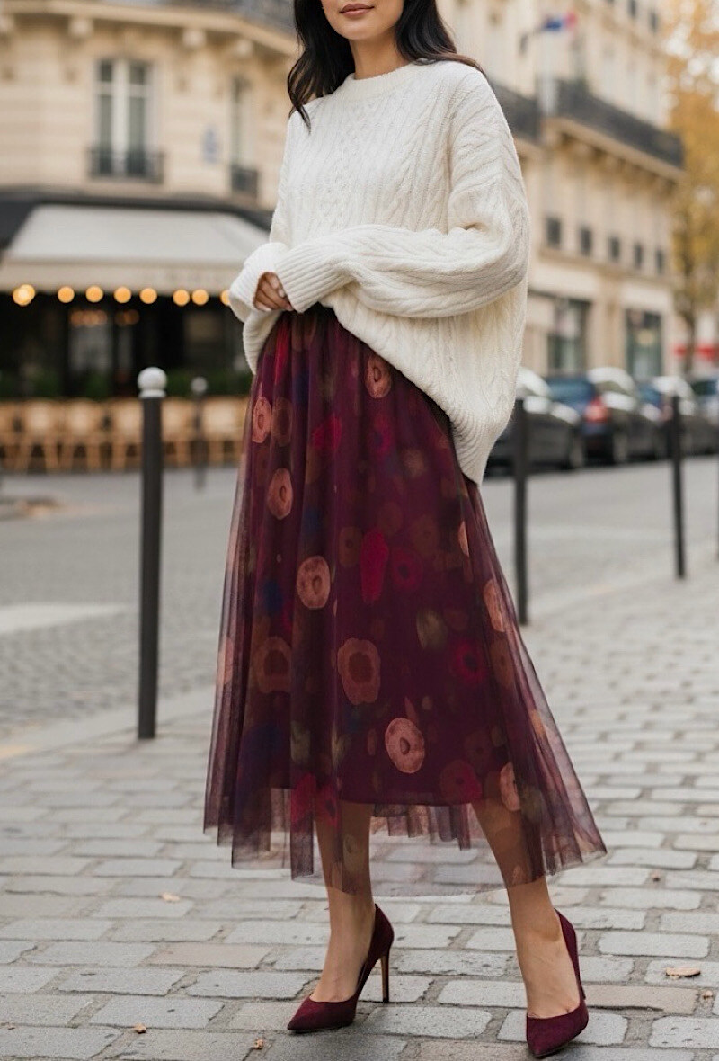 Grossista Elle Style - Gonna ARIANA in tulle molto fluido con fodera in viscosa.