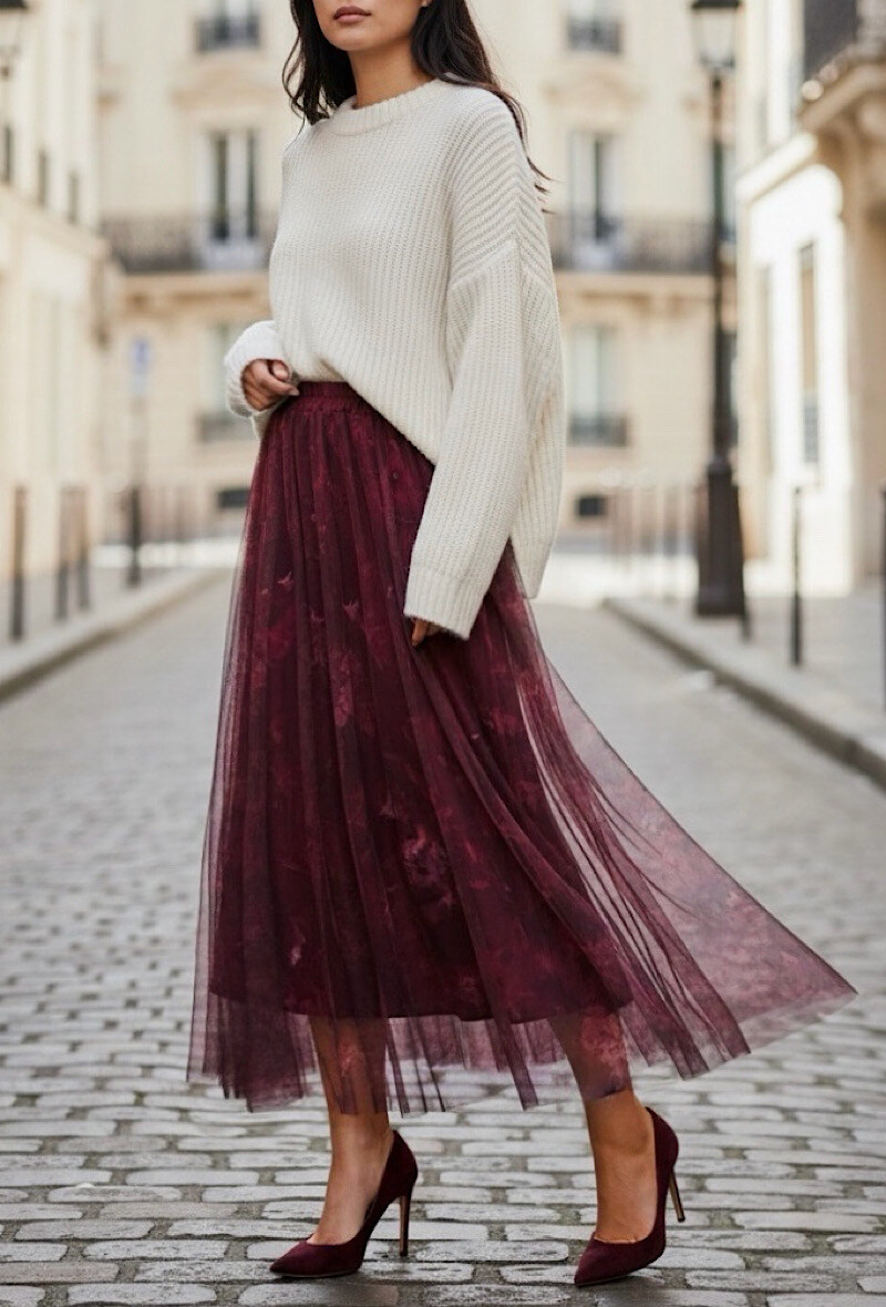 Grossista Elle Style - Gonna ARIANA in tulle molto fluido con fodera in viscosa.