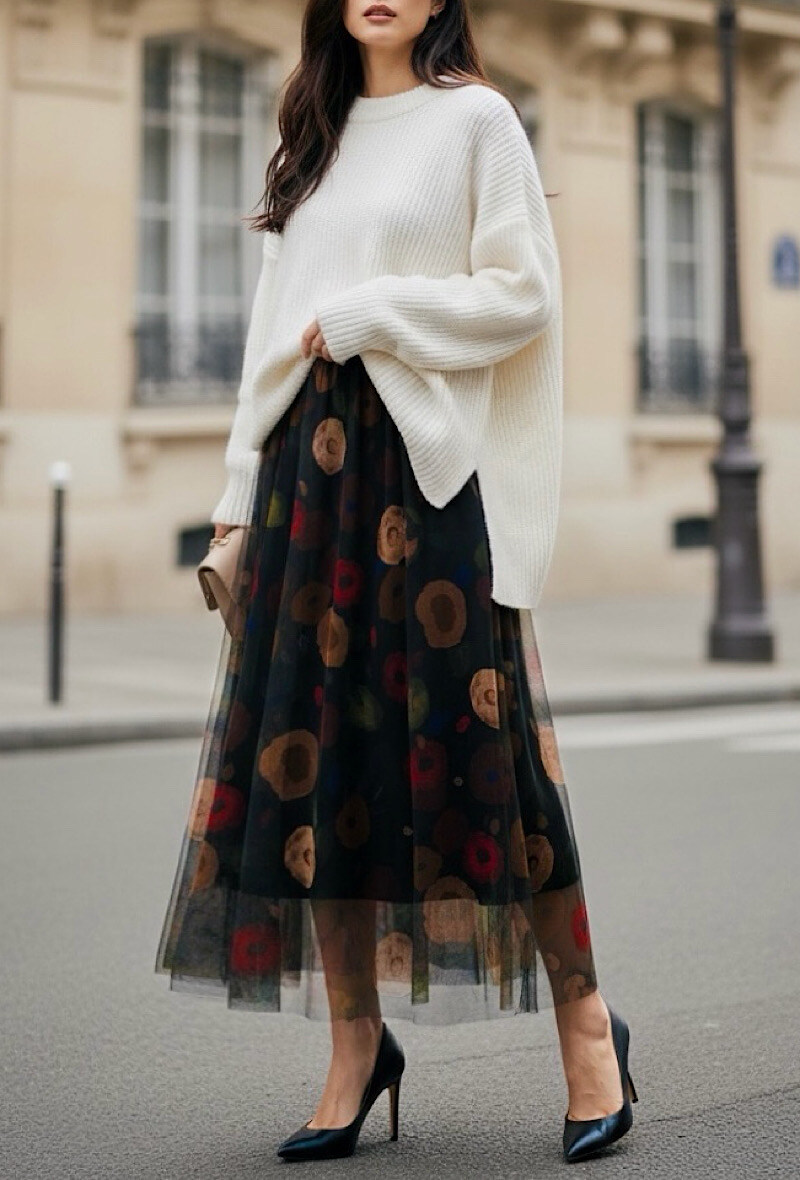 Grossista Elle Style - Gonna ARIANA in tulle molto fluido con fodera in viscosa.