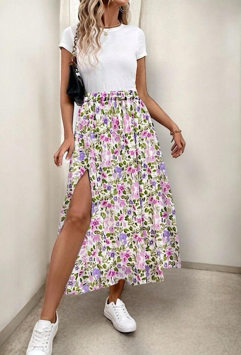 Wholesaler Elle Style - LATINA skirt with front slit, very fluid, completely lined in viscose.