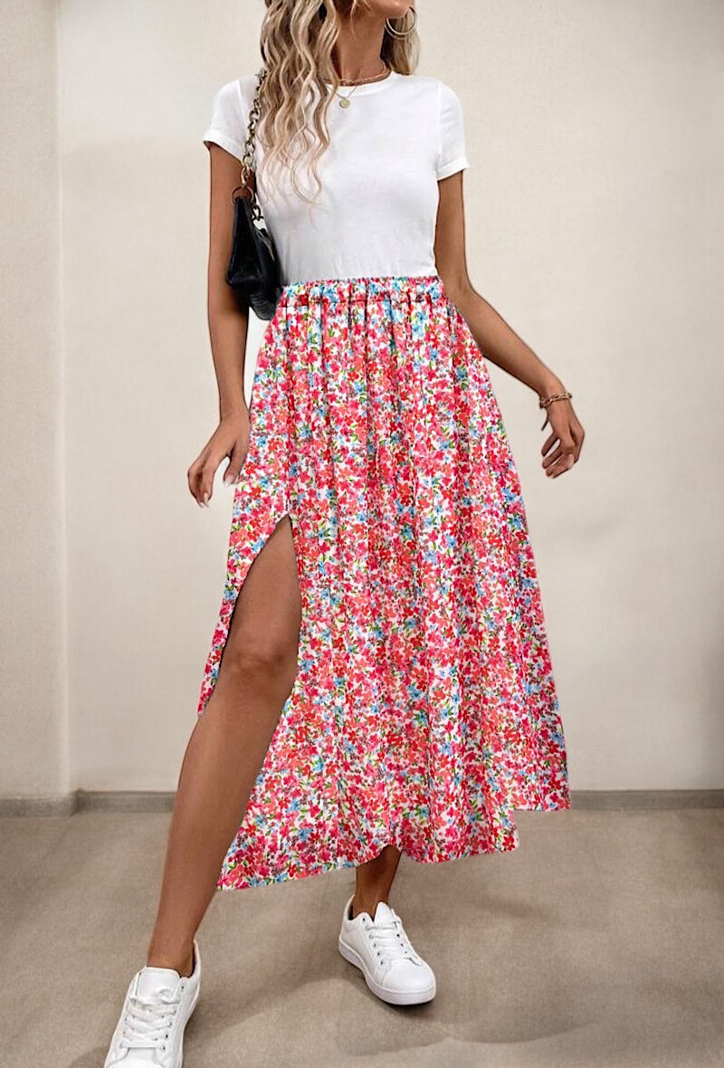 Wholesaler Elle Style - LATINA skirt with front slit, very fluid, completely lined in viscose.