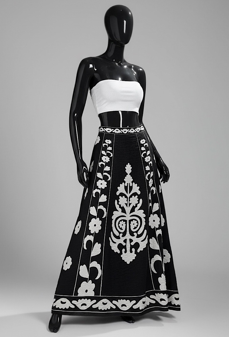Großhändler Elle Style - LATINO Rock aus fließender Viskose mit Print und elastischem Rücken. BOHEME CHIC und IM TREND.