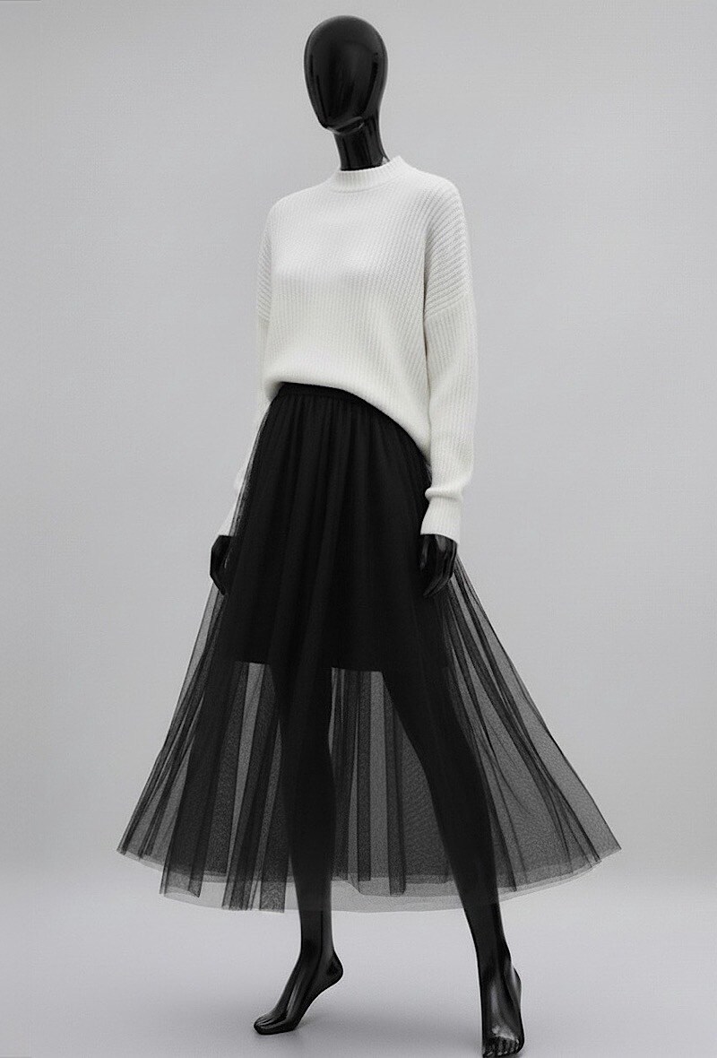 Grossiste Elle Style - Jupe TULIPE en tulle avec doublure courte en viscose