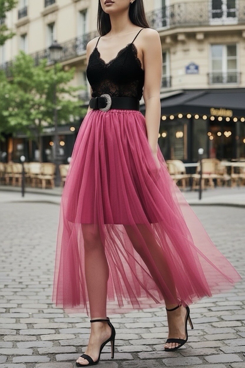 Grossista Elle Style - Gonna in tulle TULIPANO con fodera corta in viscosa