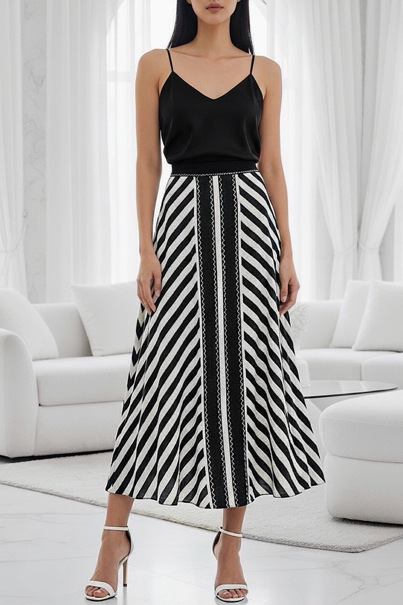 Großhändler Elle Style - LATINO Rock aus fließender Viskose mit Print und elastischem Rücken. BOHEME CHIC und IM TREND.