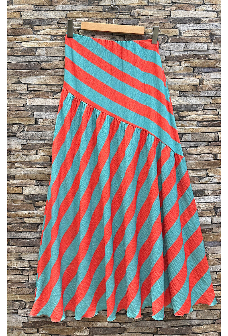 Grossista Elle Style - Gonna SHEER a righe in viscosa effetto lino.