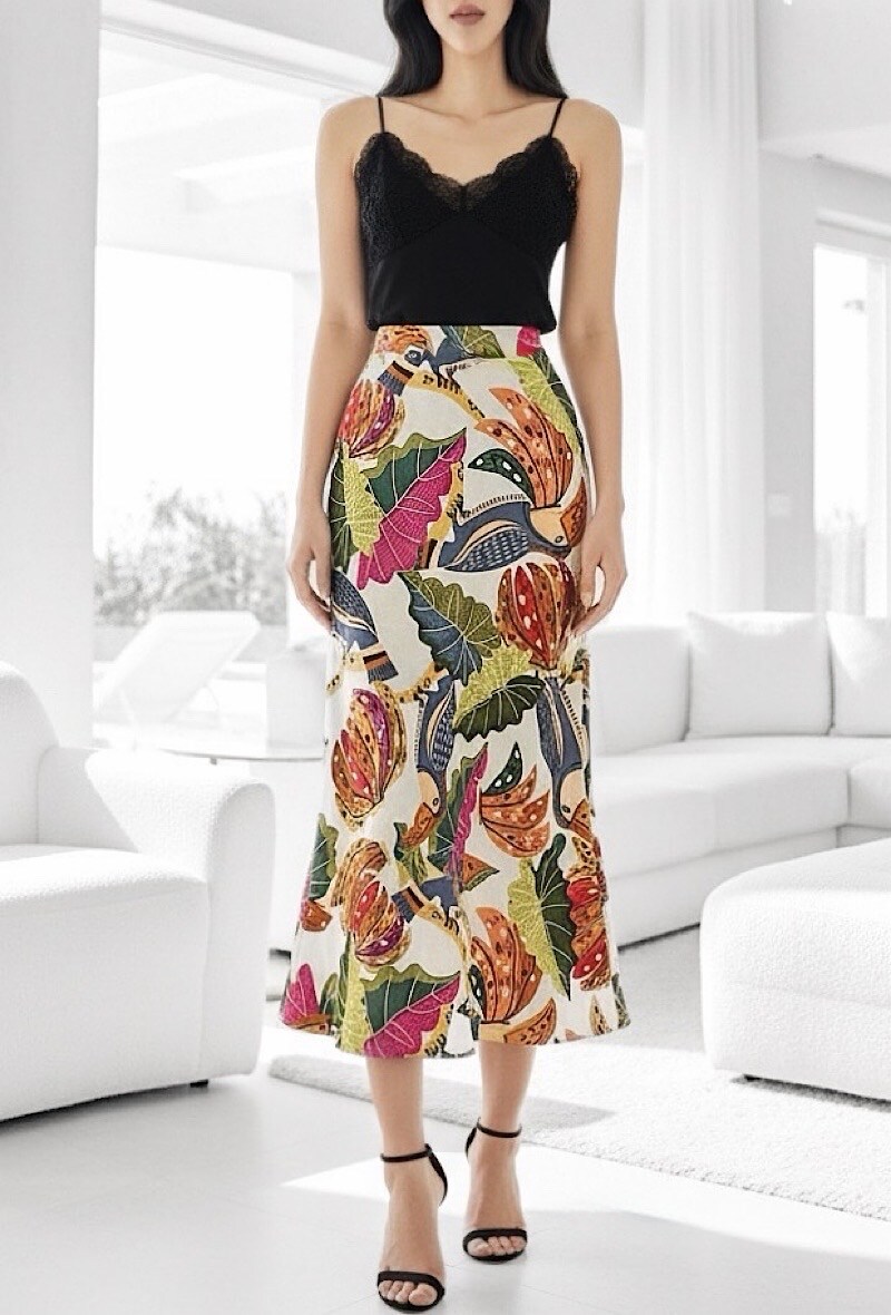 Mayorista Elle Style - Falda MONIE de viscosa satinada efecto seda con ribete de encaje