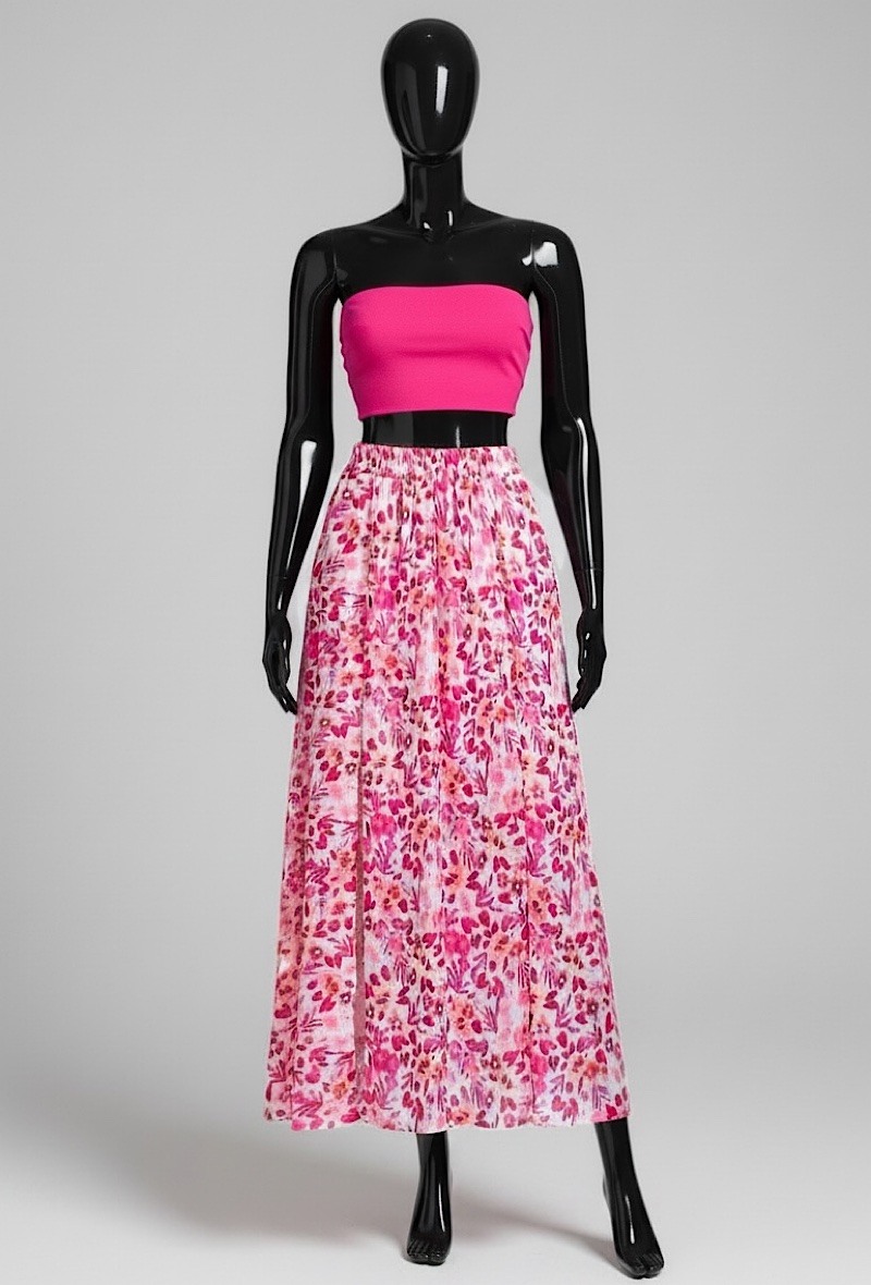 Mayorista Elle Style - Falda LATINA con abertura frontal, muy fluida, completamente forrada en viscosa.