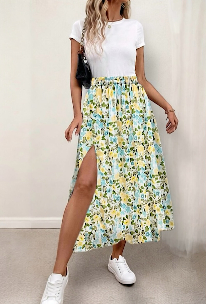 Wholesaler Elle Style - LATINA skirt with front slit, very fluid, completely lined in viscose.