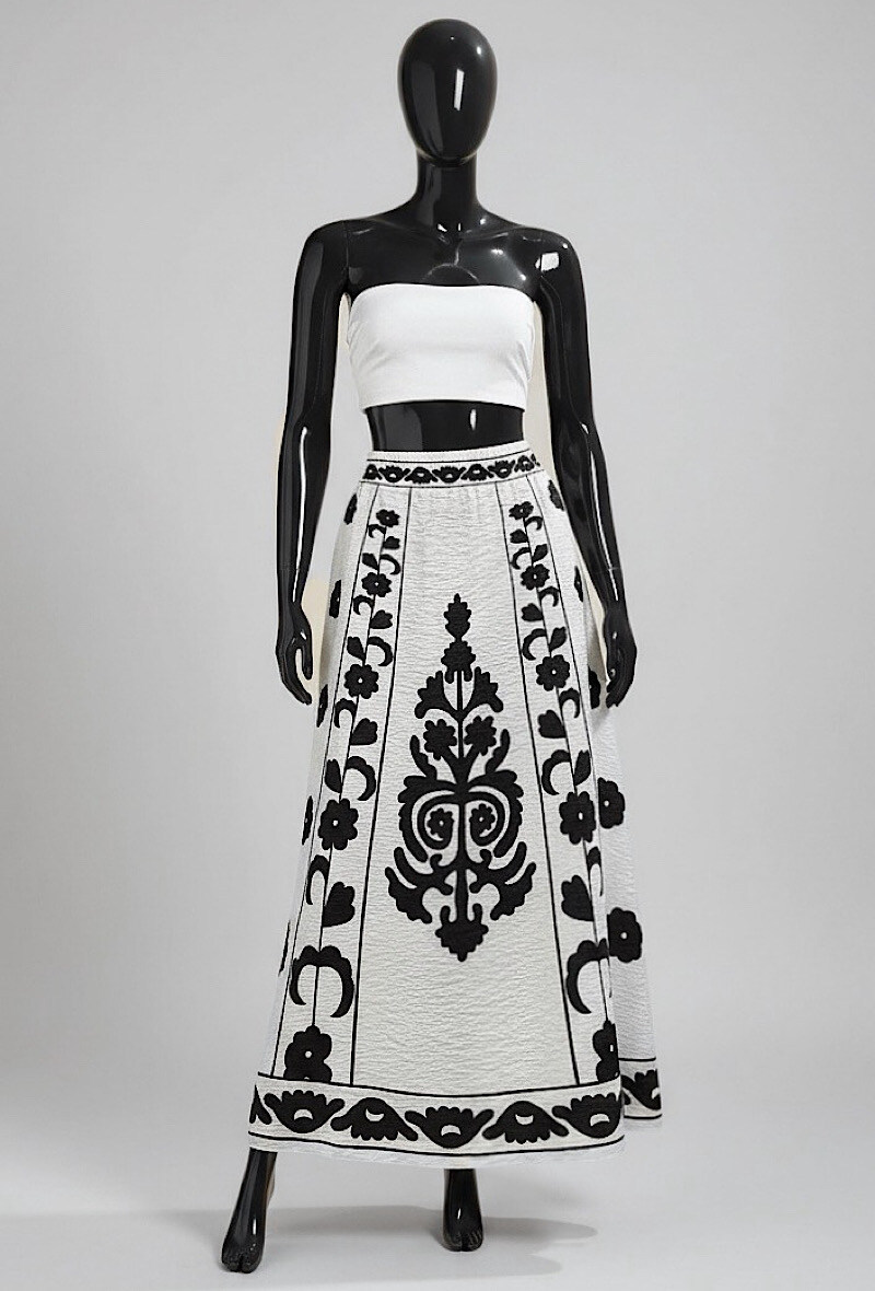Großhändler Elle Style - LATINO Rock aus fließender Viskose mit Print und elastischem Rücken. BOHEME CHIC und IM TREND.