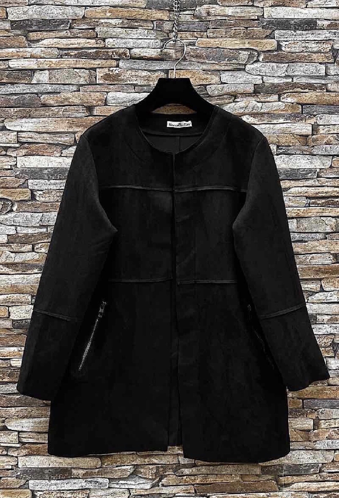 Wholesaler Elle Style - Suede jacket/trench with real ZIP pockets