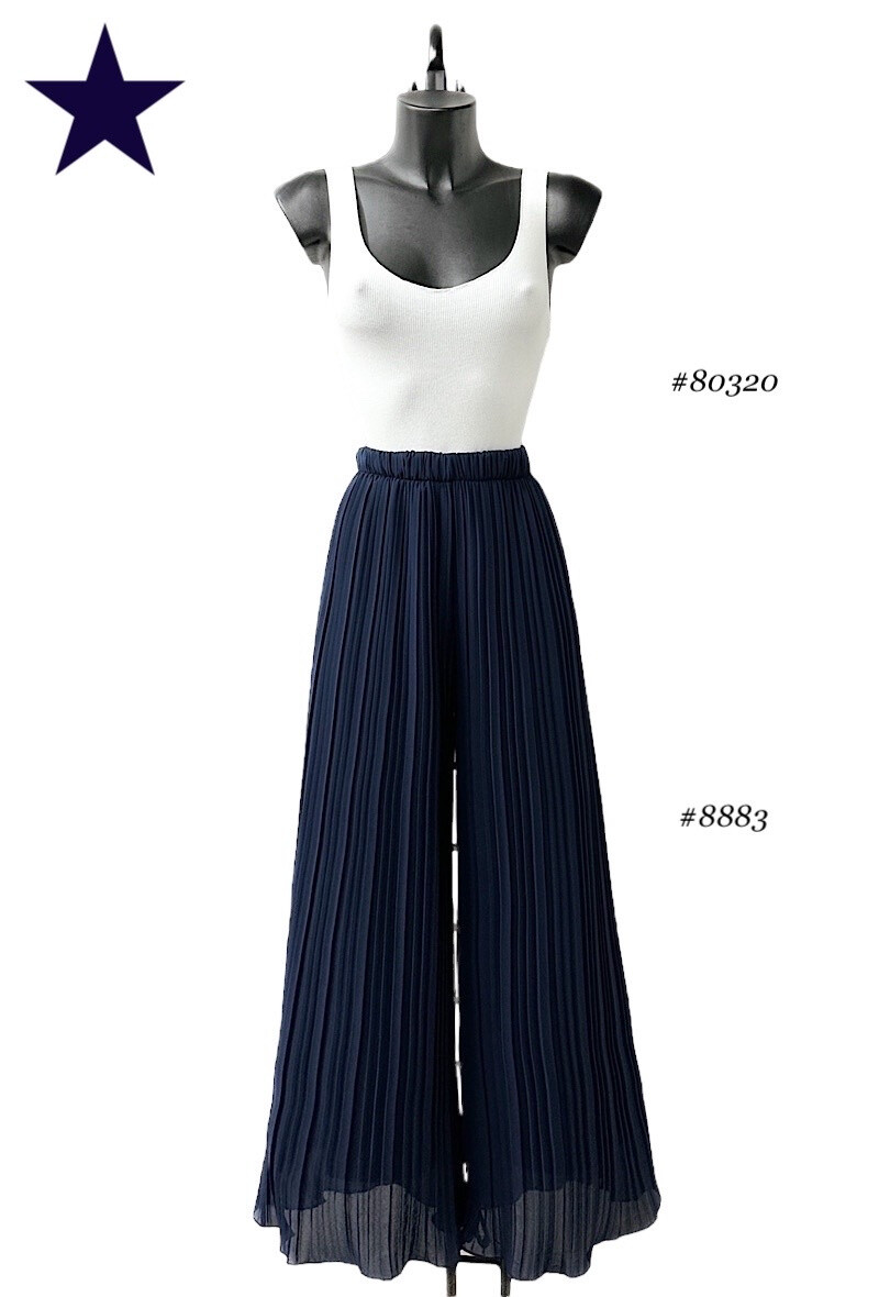Grossiste Elle Style - Pantalon ALMA plissée très fluide, imprimé avec doublure LONGUE en viscose.