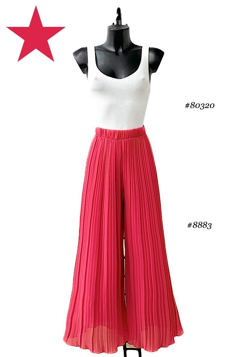 Mayorista Elle Style - Pantalón ALMA muy fluido, plisado y estampado con forro de viscosa LONGUE.