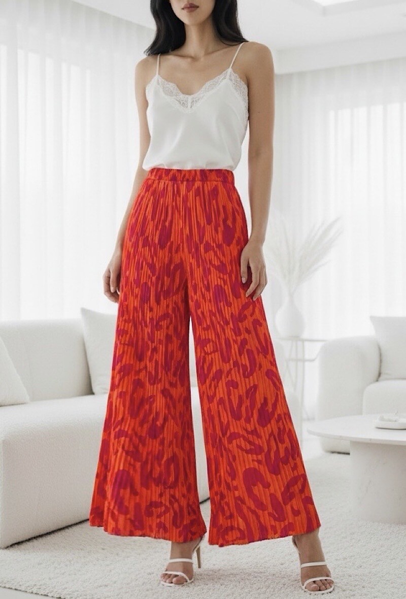 Mayorista Elle Style - Pantalón ALMA plisado, muy fluido, estampado con forro de viscosa.