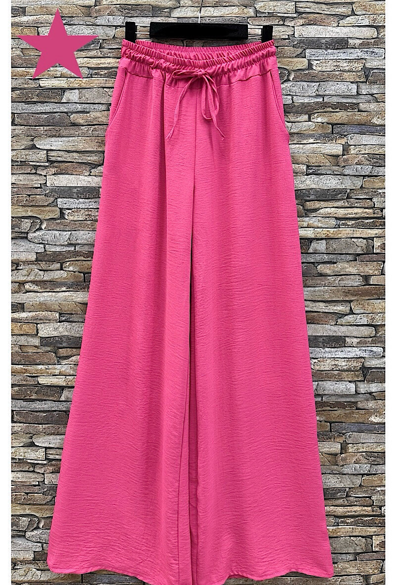 Mayorista Elle Style - Pantalón MOLLIE de pierna ancha, muy fluido con cintura ajustable y 2 bolsillos frontales