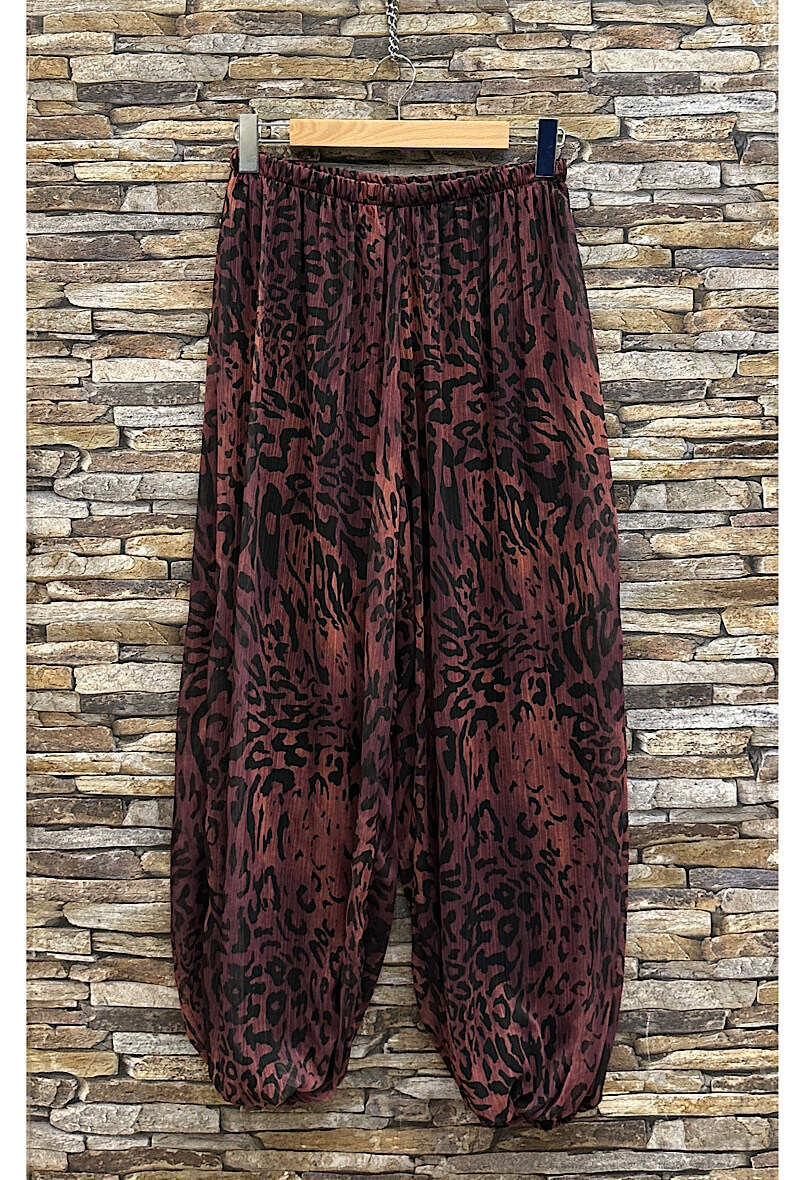Großhändler Elle Style - YUMI fließende Hose mit Leopardenmuster-Viskosefutter, elastischer Bund