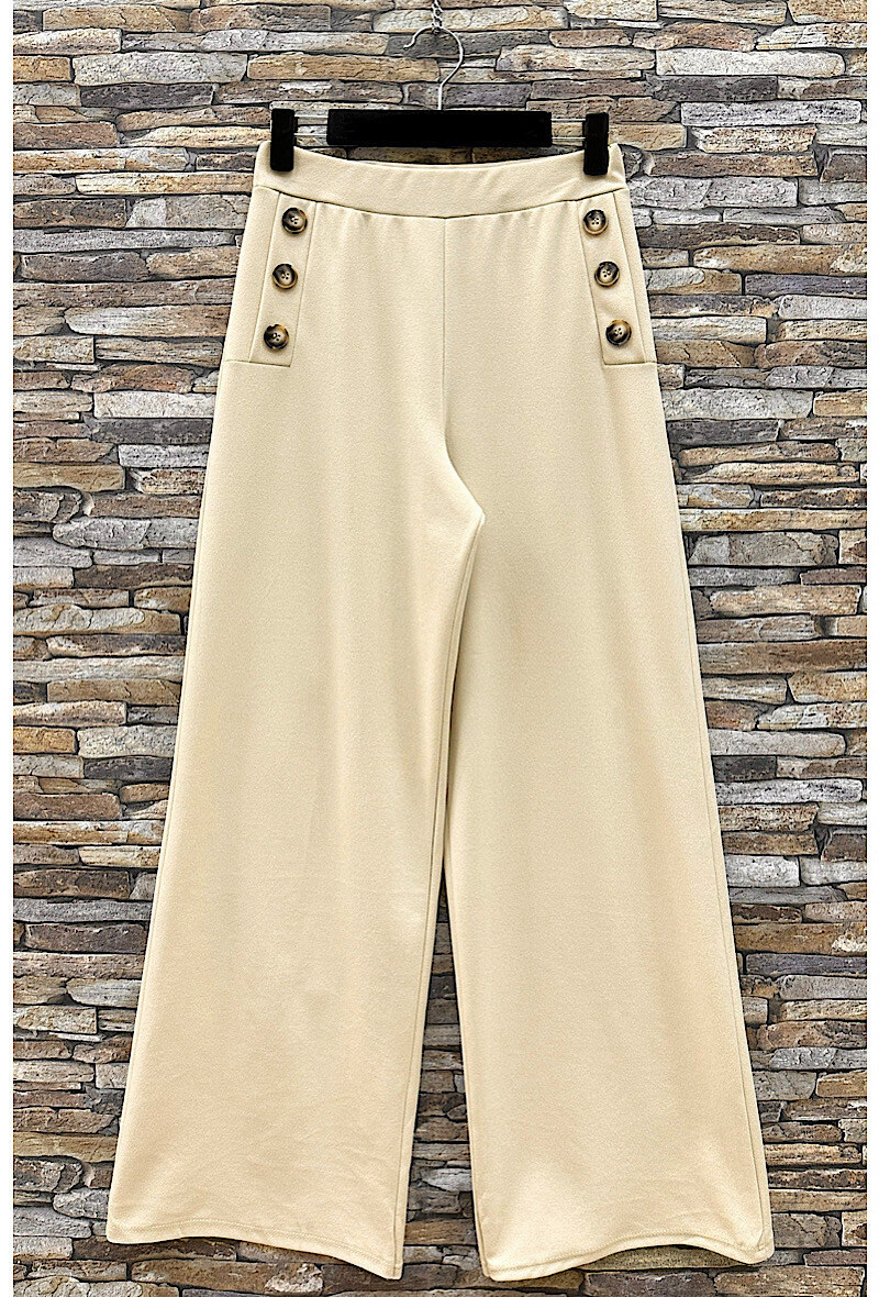 Grossista Elle Style - Pantaloni NEYLA larghi con bottoni. Elastico in vita. Elegante e alla moda