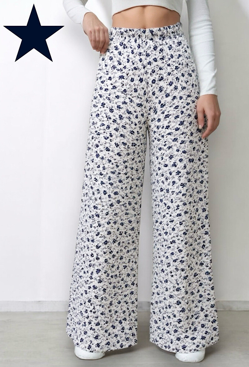 Mayorista Elle Style - Pantalón MELANIE ancho estampado, fluido y romántico de viscosa