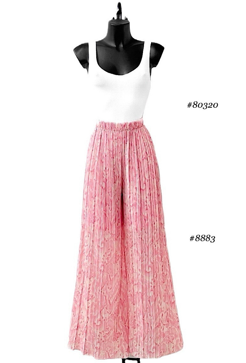 Wholesaler Elle Style - Very fluid pleated ALMA pants, printed with viscose lining.