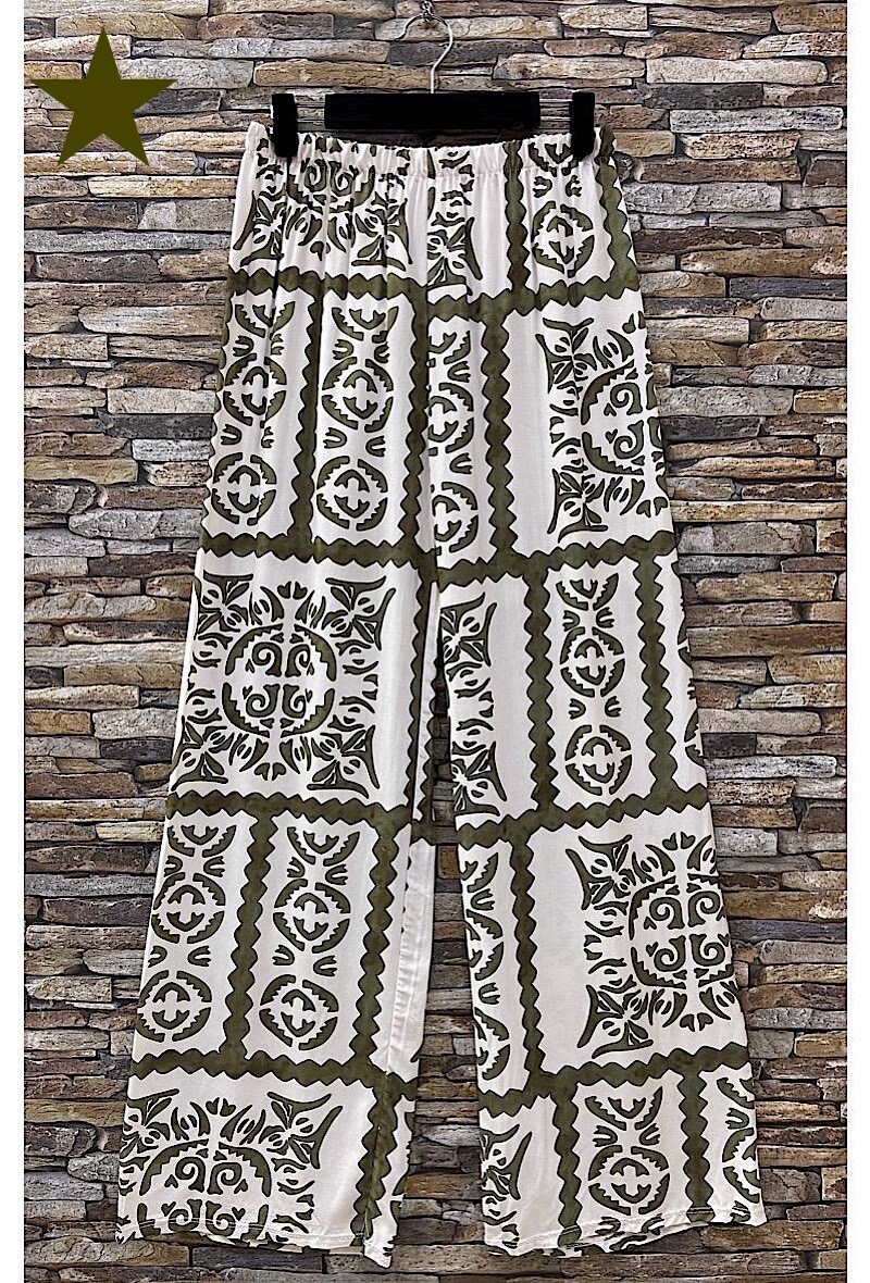Mayorista Elle Style - Pantalón VISCOSA ancho estampado, fluido y romántico en viscosa