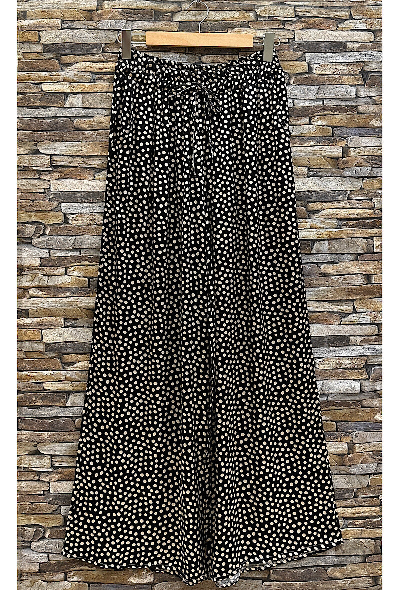 Grossiste Elle Style - Pantalon KATY imprimé en viscose satinée effet soie avec poches, fluide