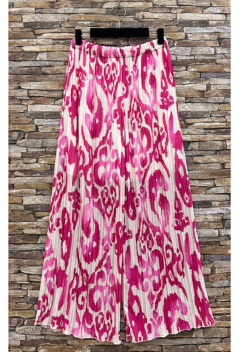 Mayorista Elle Style - Pantalón ALMA muy fluido, plisado y estampado con forro de viscosa.