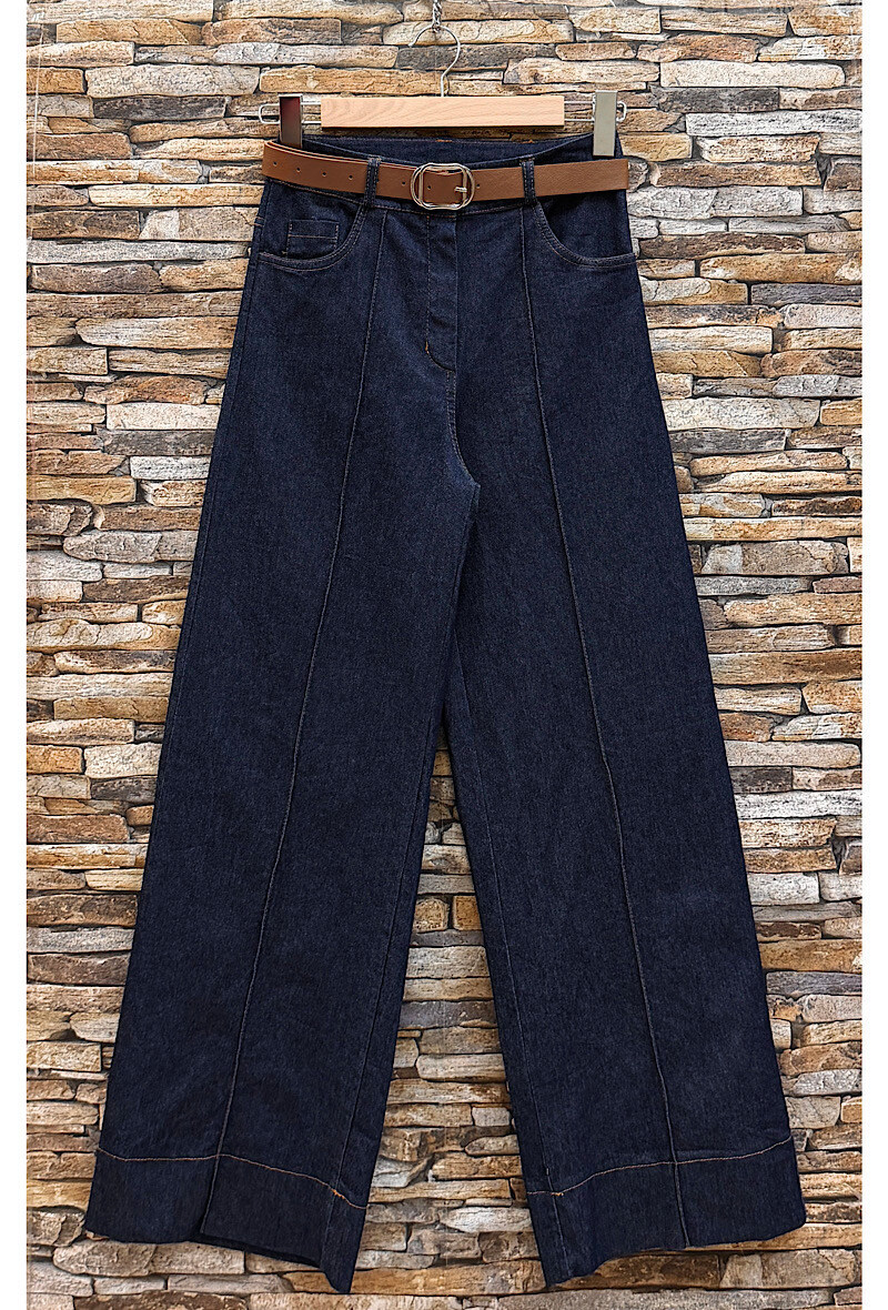 Mayorista Elle Style - Pantalón JONNA efecto vaquero, palazzo ancho con botón, cremallera frontal y bolsillos