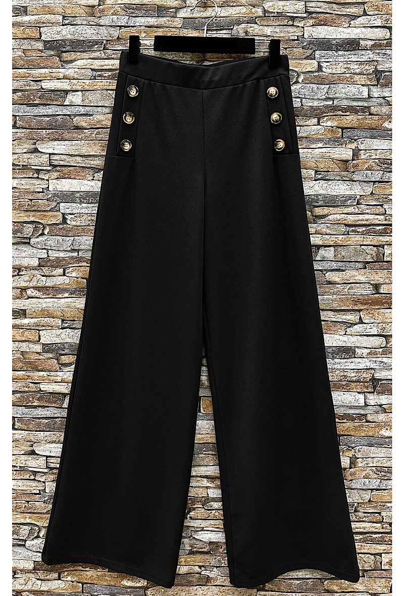 Grossista Elle Style - Pantaloni NEYLA larghi con bottoni. Elastico in vita. Elegante e alla moda
