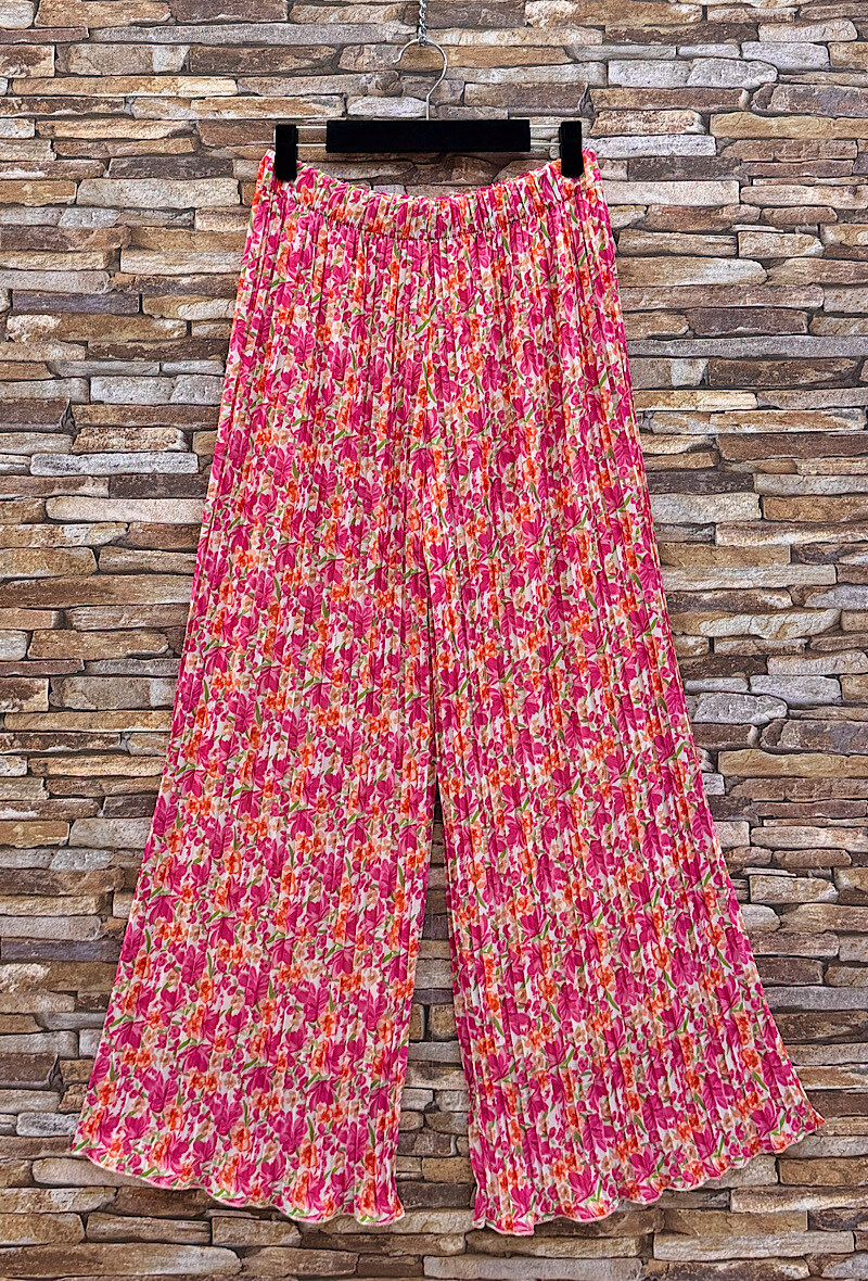 Grossista Elle Style - Pantaloni ROMY plissettati molto fluidi, stampati con FODERA PANTALONI LUNGA in viscosa.