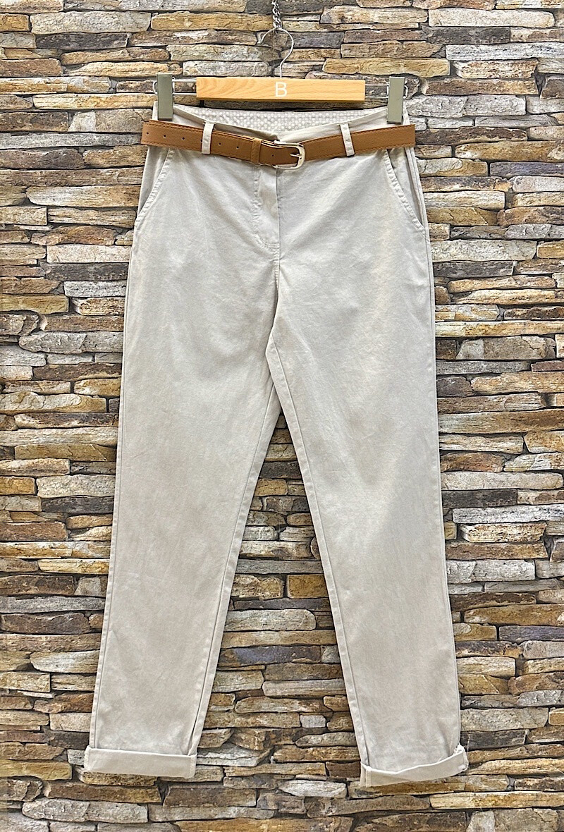Grossiste Elle Style - Pantalon RICHARD en coton avec poches et ceinture