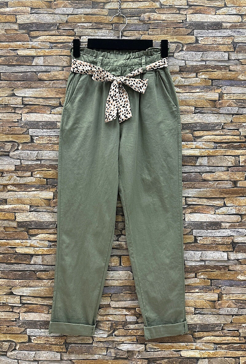 Grossista Elle Style - Pantaloni in cotone CHRYS con cintura a sciarpa e tasche frontali