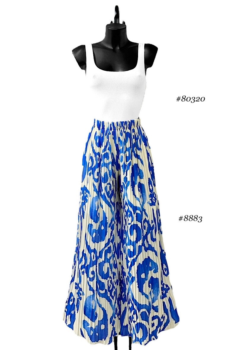 Wholesaler Elle Style - Very fluid pleated ALMA pants, printed with viscose lining.