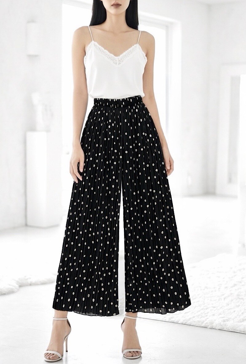 Grossiste Elle Style - Pantalon ROMY plissée très fluide, imprimé avec DOUBLURE PANTALON LONG en viscose