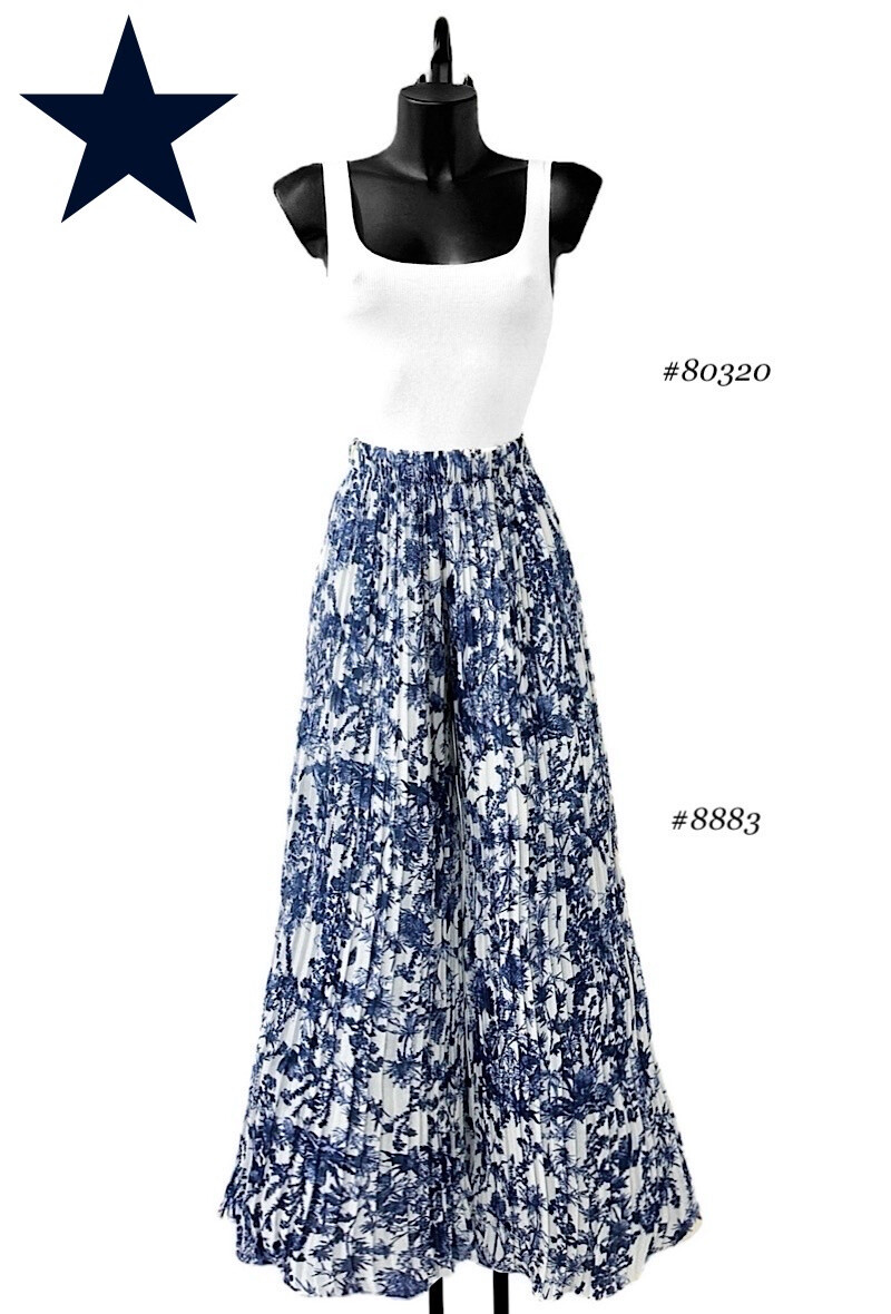 Grossiste Elle Style - Pantalon ALMA plissée très fluide, imprimé avec doublure en viscose.