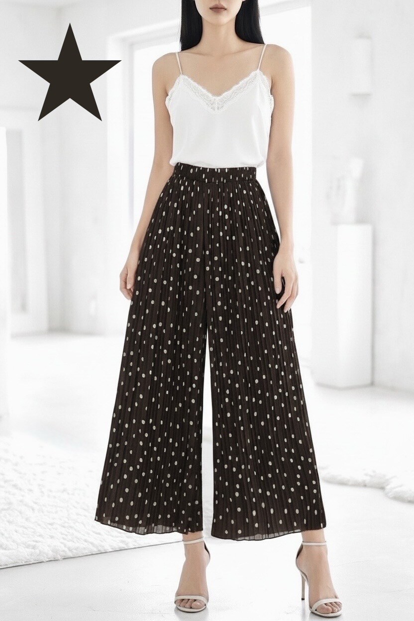 Großhändler Elle Style - ROMY plissierte Hose, sehr fließend, bedruckt mit LANGER HOSE FUTTER aus Viskose.