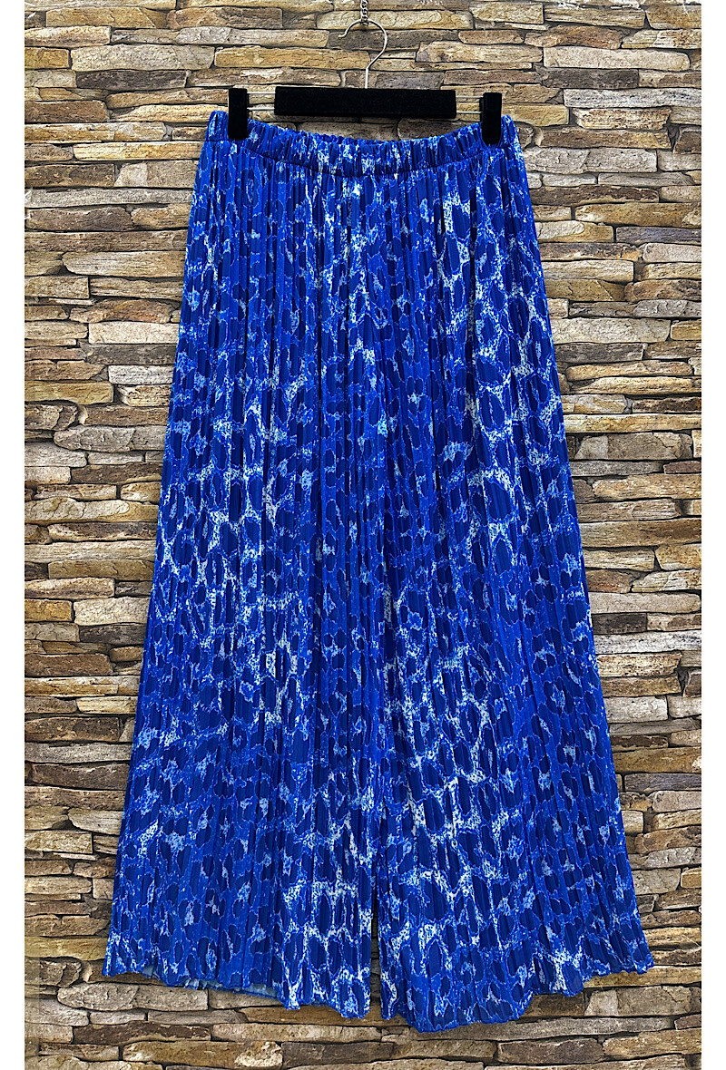 Wholesaler Elle Style - Very fluid pleated ALMA pants, printed with viscose lining.