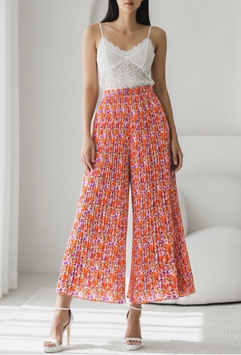 Mayorista Elle Style - Pantalón ALMA plisado, muy fluido con estampado y forro de viscosa.