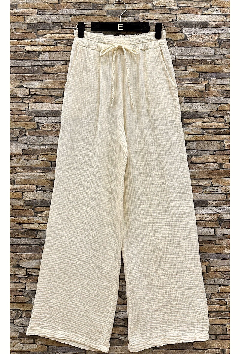 Wholesaler Elle Style - GIULIA pants in cotton gauze with front pockets