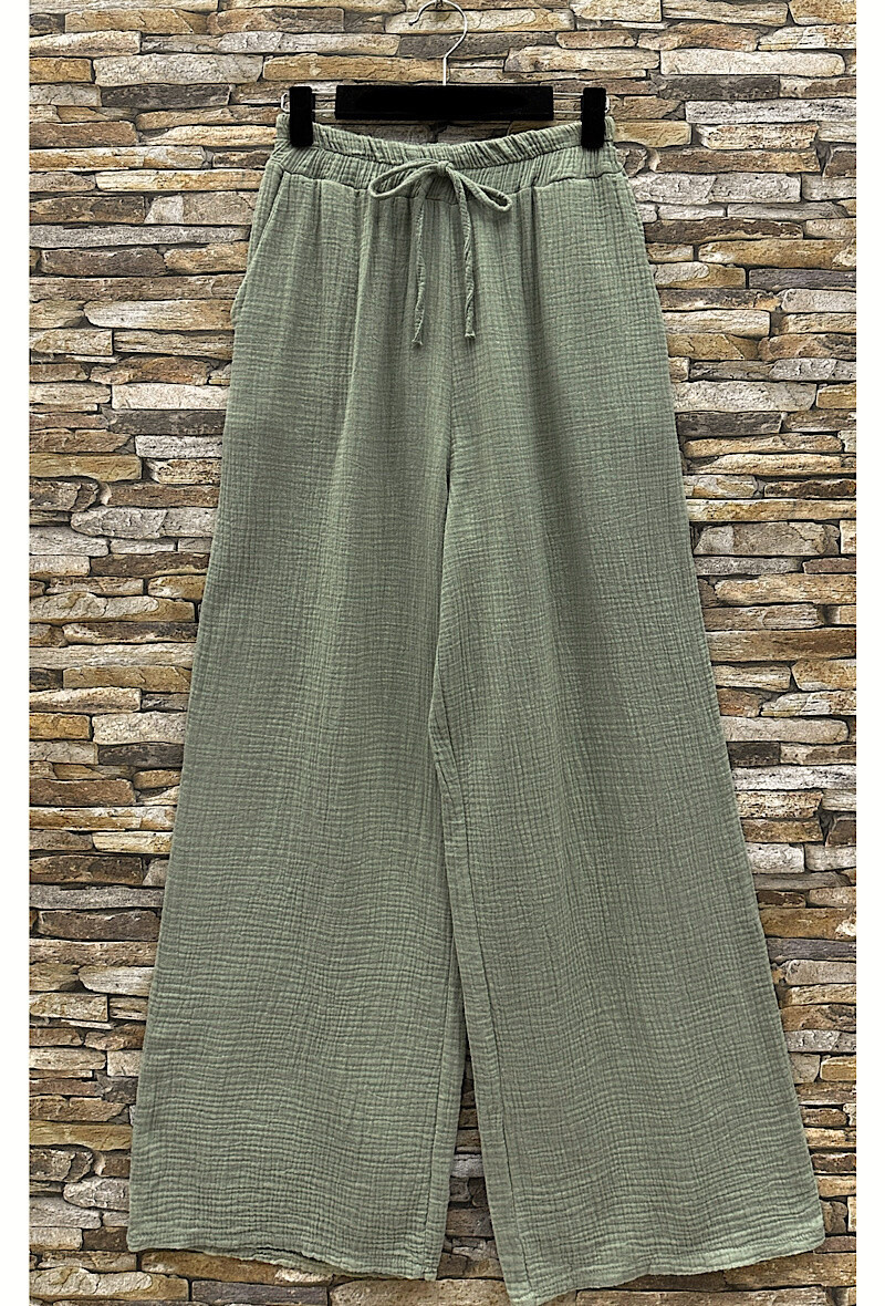 Grossiste Elle Style - Pantalon GIULIA en gaze de coton avec poches avant