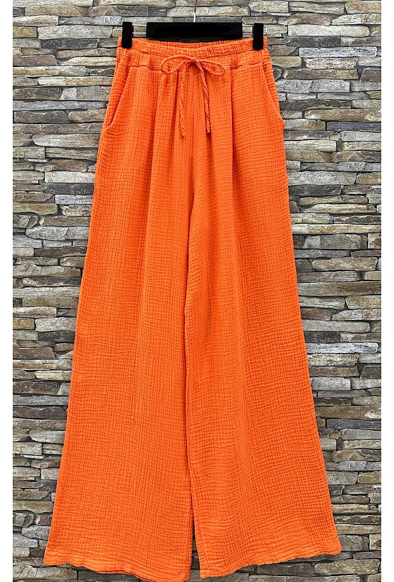 Wholesaler Elle Style - GIULIA pants in cotton gauze with front pockets