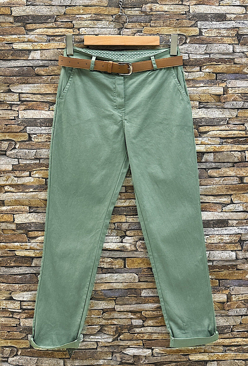 Mayorista Elle Style - Pantalón CHRYS de algodón con cinturón estilo bufanda y bolsillos delanteros