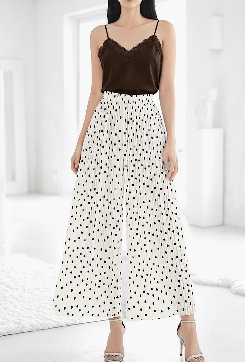 Großhändler Elle Style - ROMY plissierte Hose, sehr fließend, bedruckt mit LANGER HOSE FUTTER aus Viskose.