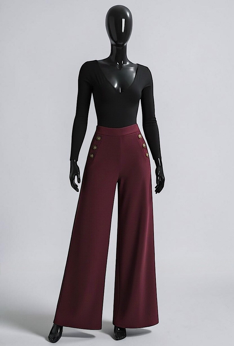 Grossiste Elle Style - Pantalon NEYLA large avec boutons. élastique à la taille. chic et tendance