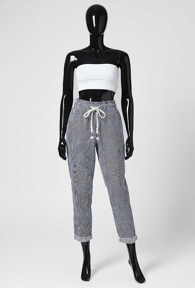 Mayorista Elle Style - Pantalón MILO de algodón a rayas, cintura elástica.