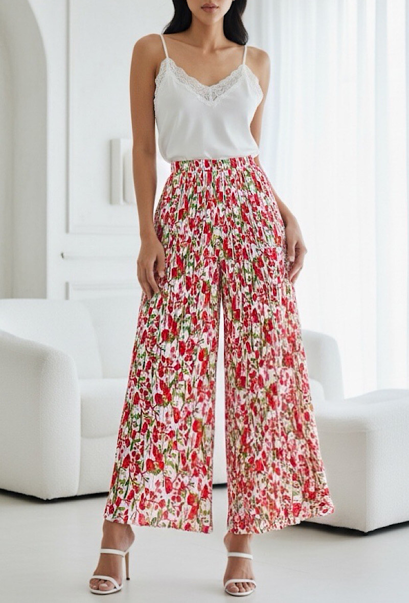 Mayorista Elle Style - Pantalón ALMA plisado, muy fluido, estampado con forro de viscosa.