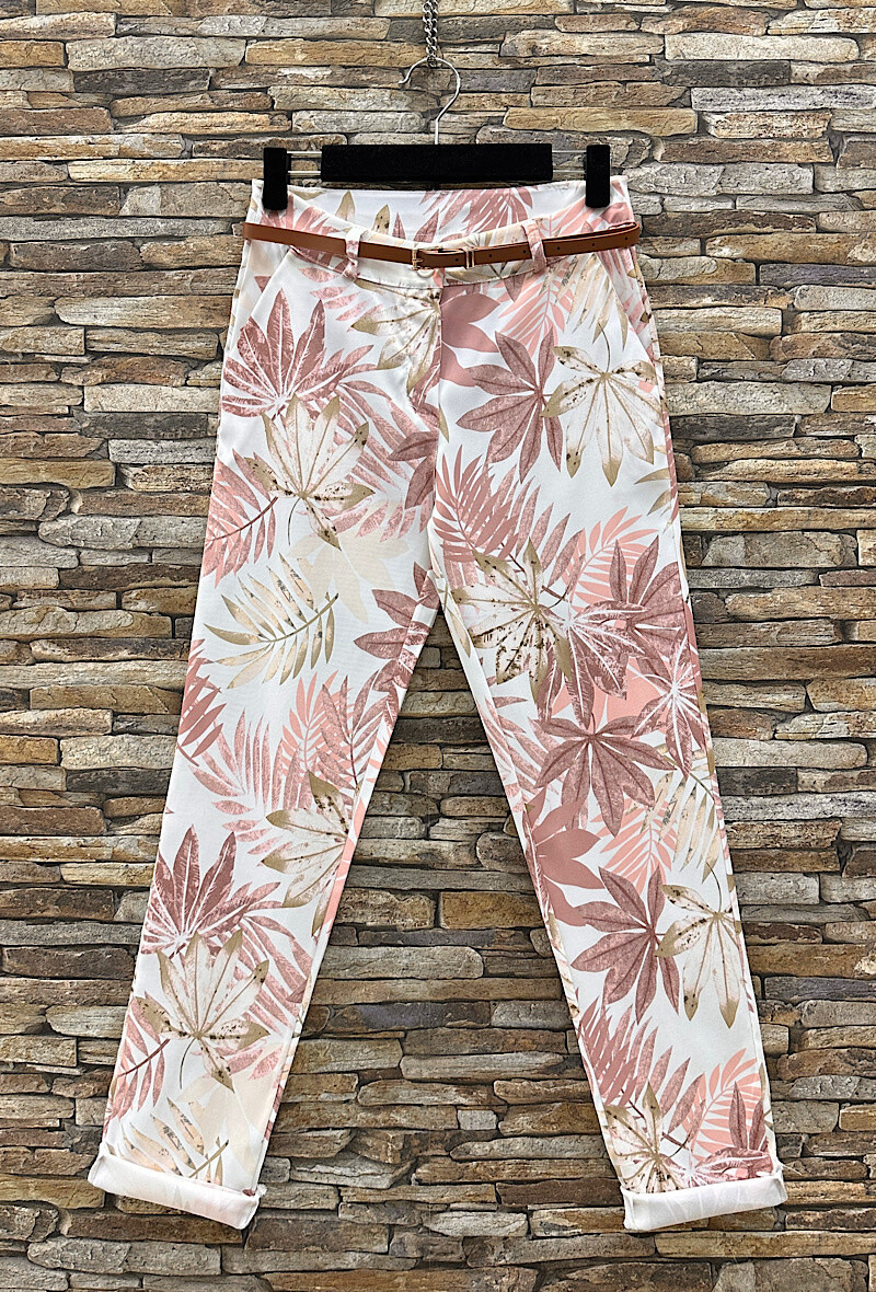 Mayorista Elle Style - KARRA Chic Pantalón Estampado de Cintura Alta con Bolsillos y Cinturón