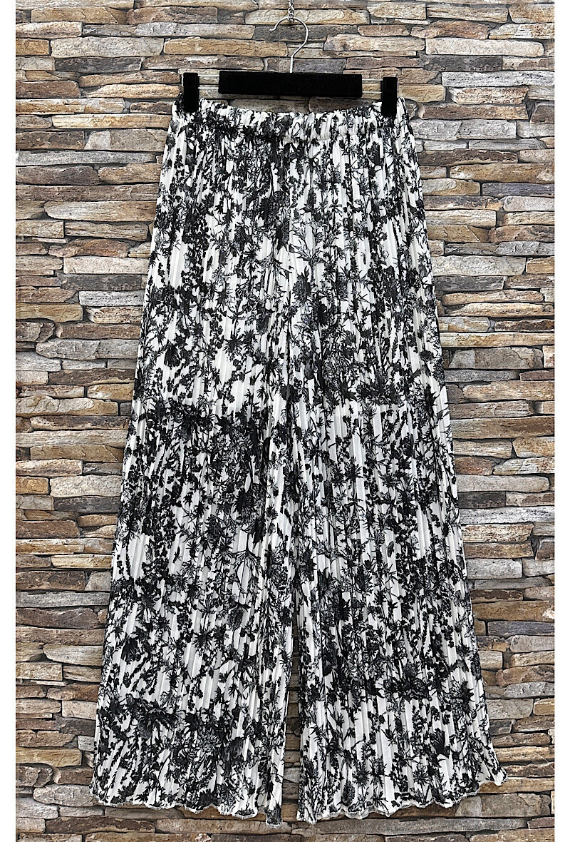 Wholesaler Elle Style - Very fluid pleated ALMA pants, printed with viscose lining.
